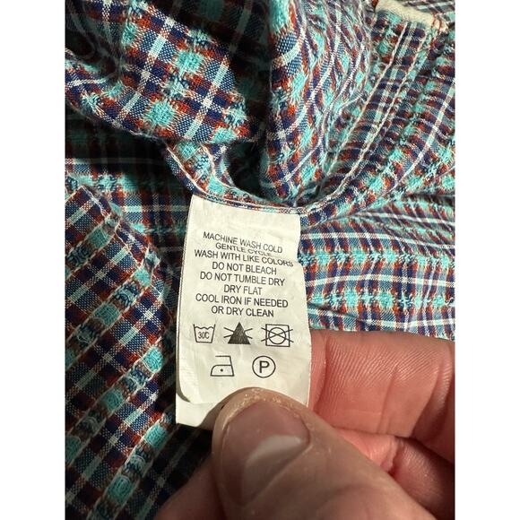 Carbon 2 Cobalt Mens Button Up Shirt Plaid Blue Red Longsleeve Size Large - Picture 7 of 11